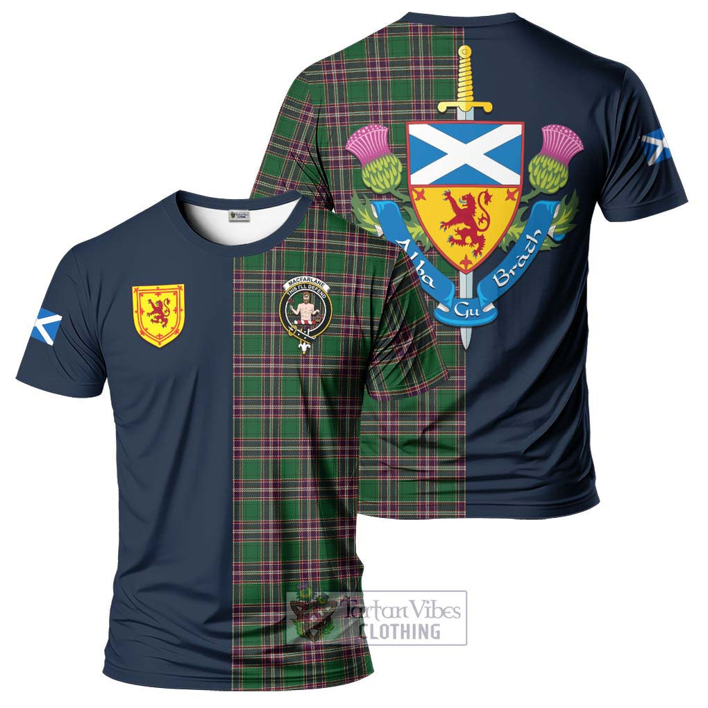 Tartan Vibes Clothing MacFarlane Hunting Tartan T-Shirt Alba with Scottish Lion Royal Arm Half Style