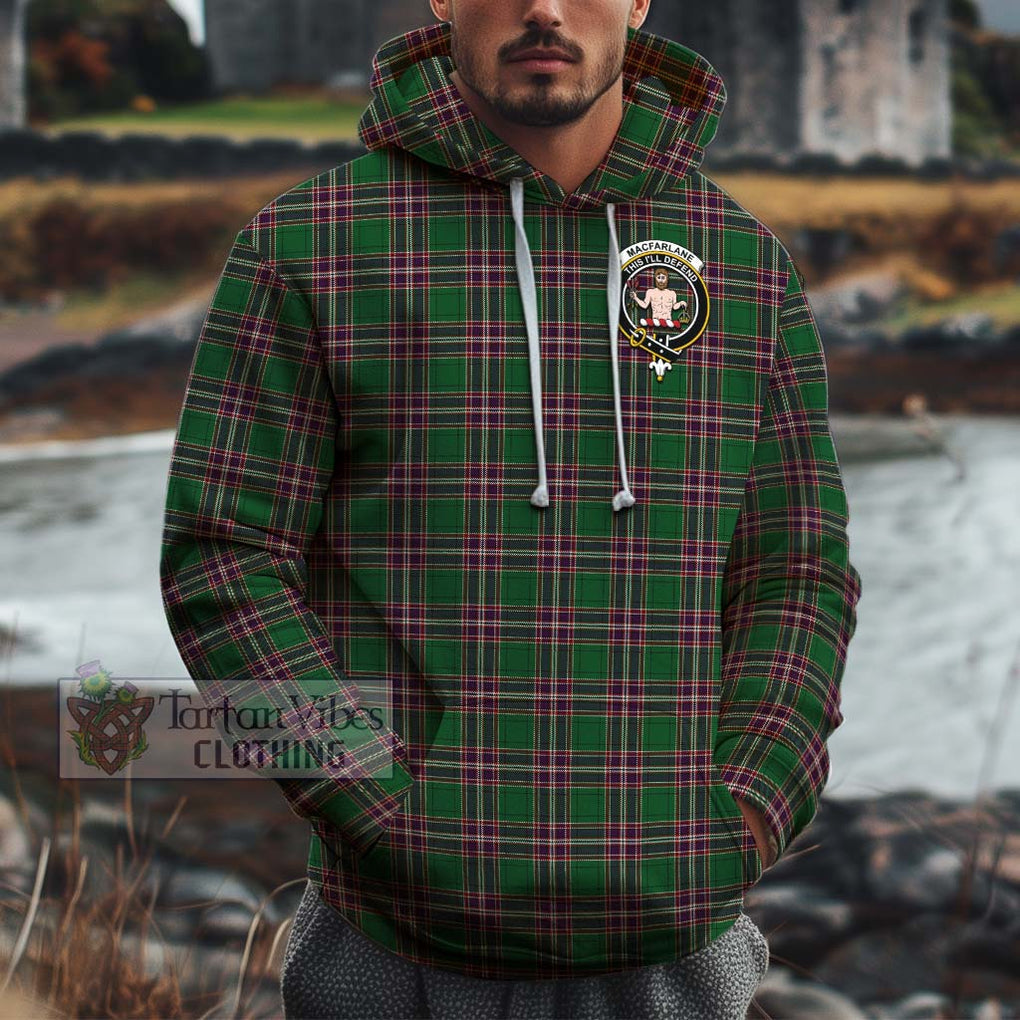 MacFarlane Hunting Tartan Cotton Hoodie with Family Crest Pullover Hoodie XS - Tartan Vibes Clothing