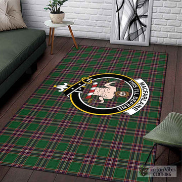 MacFarlane Hunting Tartan Area Rug with Family Crest