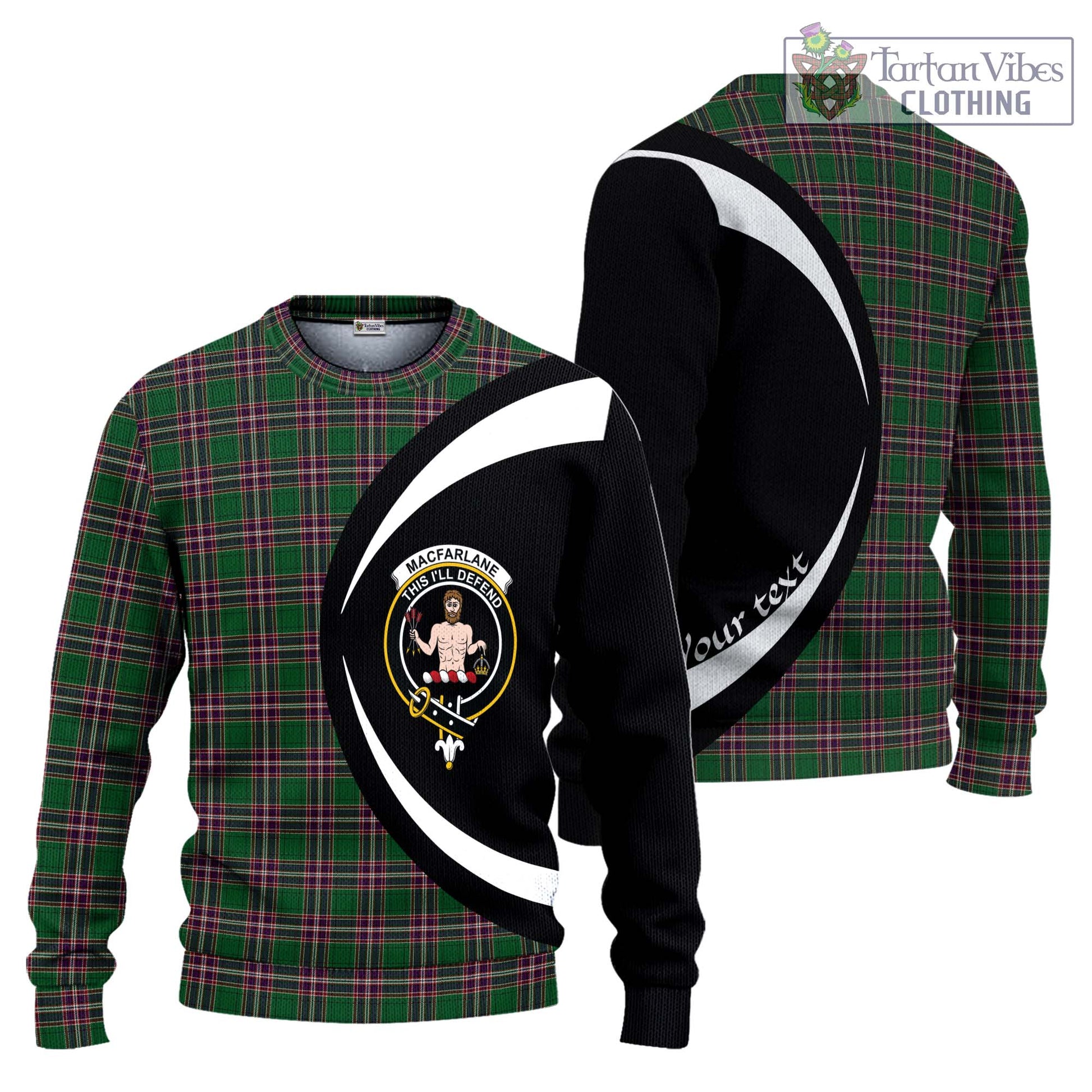 MacFarlane Hunting Tartan Knitted Sweater with Family Crest Circle Style Unisex - Tartan Vibes Clothing