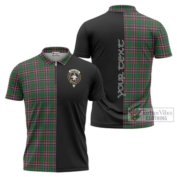 MacFarlane Hunting Tartan Zipper Polo Shirt with Family Crest and Half Of Me Style