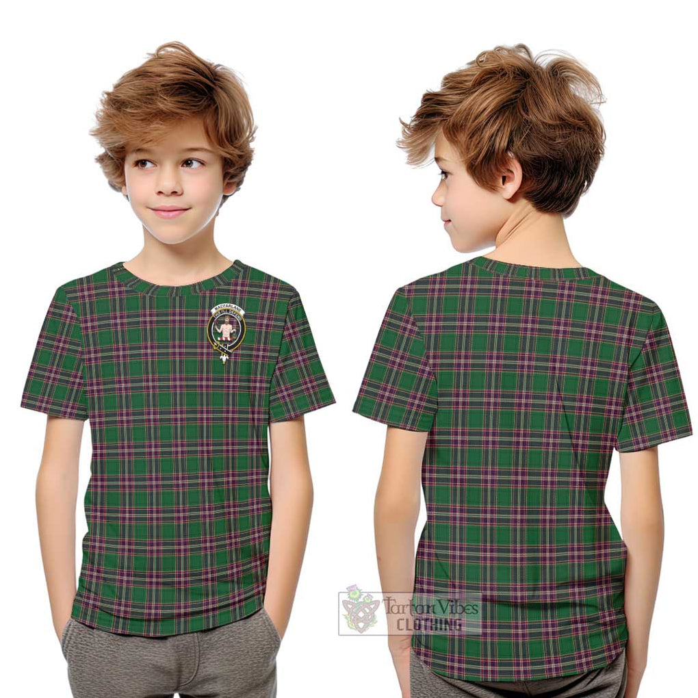 MacFarlane Hunting Tartan Kid T-Shirt with Family Crest Youth XL Size14 - Tartanvibesclothing Shop