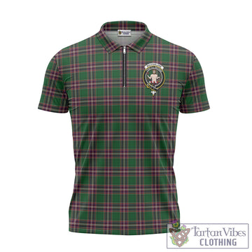 MacFarlane Hunting Tartan Zipper Polo Shirt with Family Crest