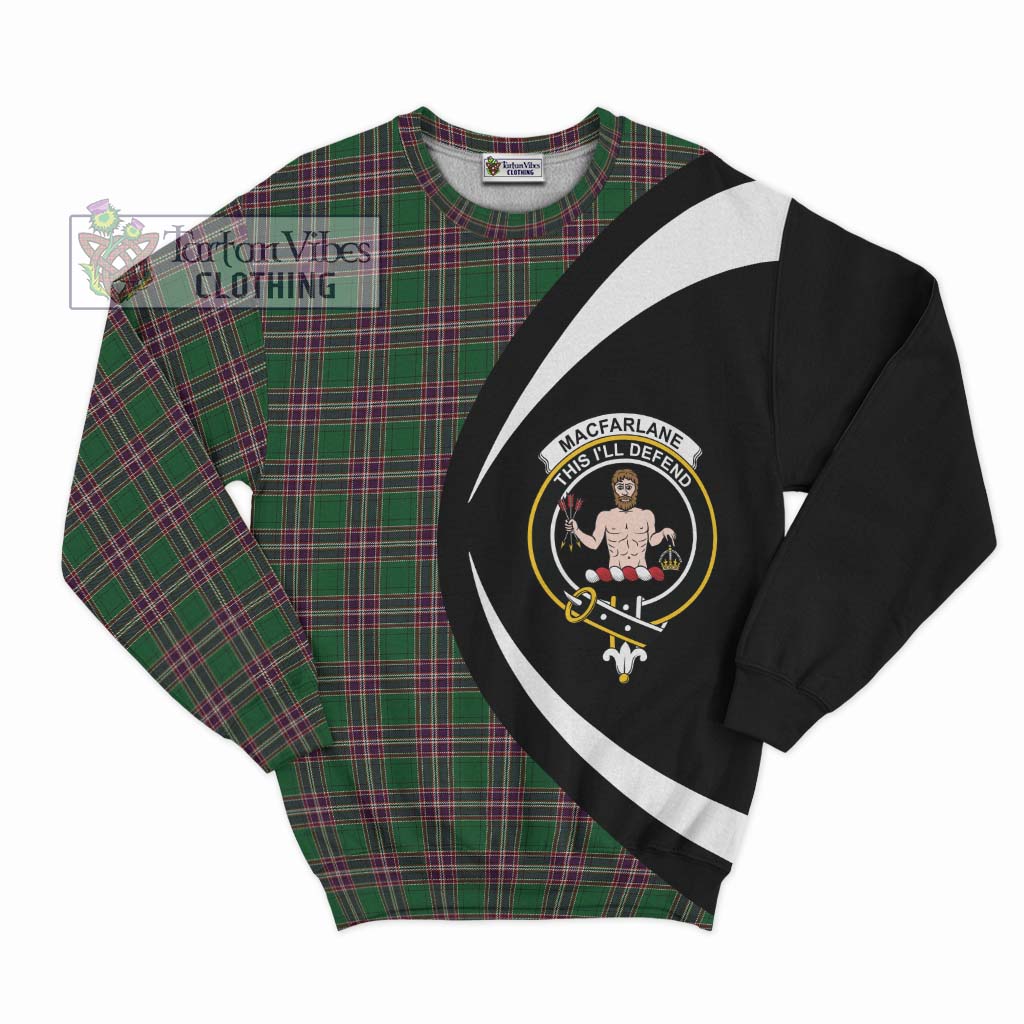 MacFarlane Hunting Tartan Sweatshirt with Family Crest Circle Style Unisex - Tartan Vibes Clothing