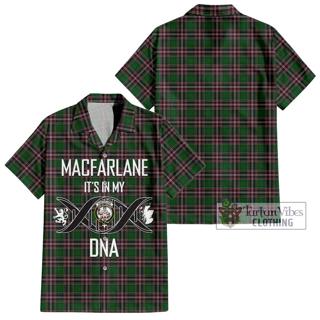 MacFarlane Hunting Tartan Short Sleeve Button Shirt with Family Crest DNA In Me Style Kid - Tartanvibesclothing Shop