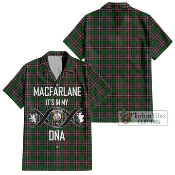 MacFarlane Hunting Tartan Short Sleeve Button Shirt with Family Crest DNA In Me Style