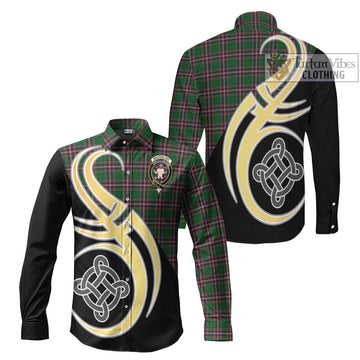 MacFarlane Hunting Tartan Long Sleeve Button Shirt with Family Crest and Celtic Symbol Style