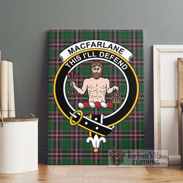 MacFarlane Hunting Tartan Canvas Print Wall Art with Family Crest