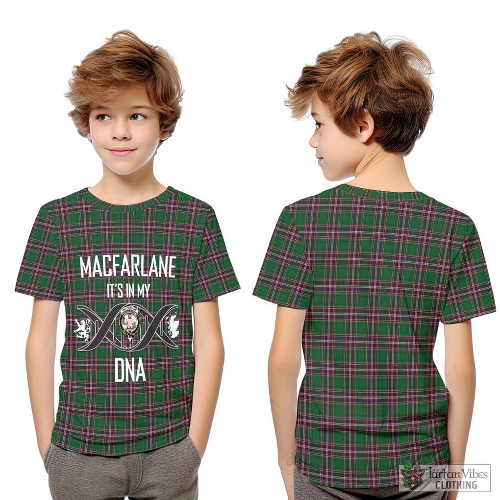 MacFarlane Hunting Tartan Kid T-Shirt with Family Crest DNA In Me Style Youth XL Size14 - Tartanvibesclothing Shop