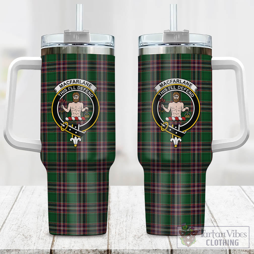 Tartan Vibes Clothing MacFarlane Hunting Tartan and Family Crest Tumbler with Handle