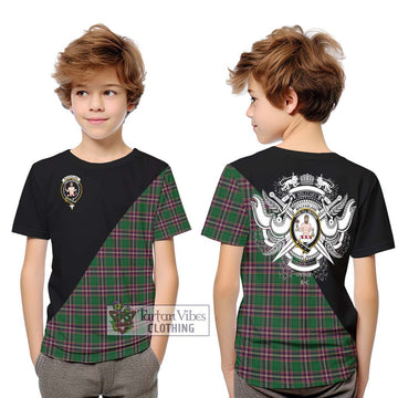 MacFarlane Hunting Tartan Kid T-Shirt with Family Crest and Military Logo Style