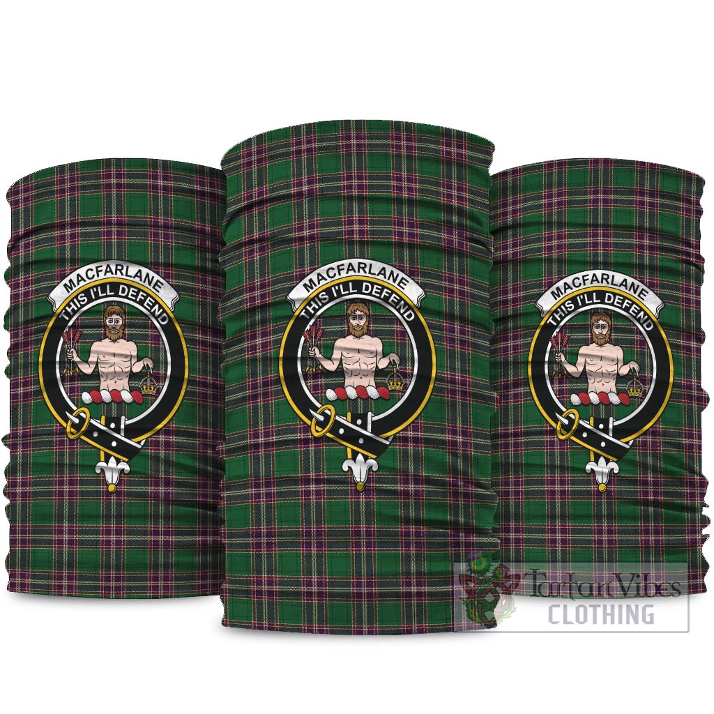 MacFarlane Hunting Tartan Neck Gaiters, Tartan Bandanas, Tartan Head Band with Family Crest