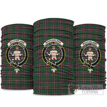 MacFarlane Hunting Tartan Neck Gaiters, Tartan Bandanas, Tartan Head Band with Family Crest