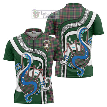 MacFarlane Hunting Tartan Zipper Polo Shirt with Epic Bagpipe Style