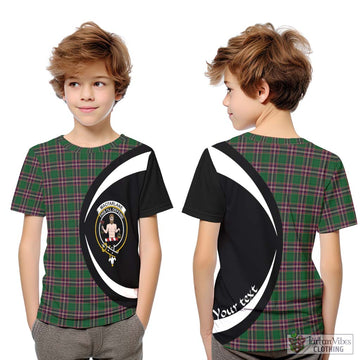 MacFarlane Hunting Tartan Kid T-Shirt with Family Crest Circle Style