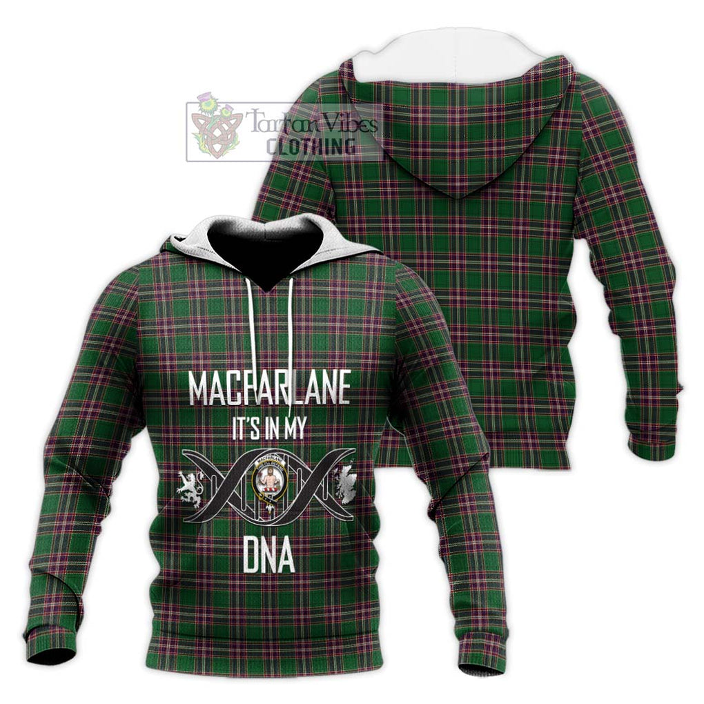 MacFarlane Hunting Tartan Knitted Hoodie with Family Crest DNA In Me Style Unisex Knitted Pullover Hoodie - Tartanvibesclothing Shop