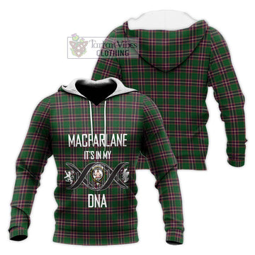 MacFarlane Hunting Tartan Knitted Hoodie with Family Crest DNA In Me Style