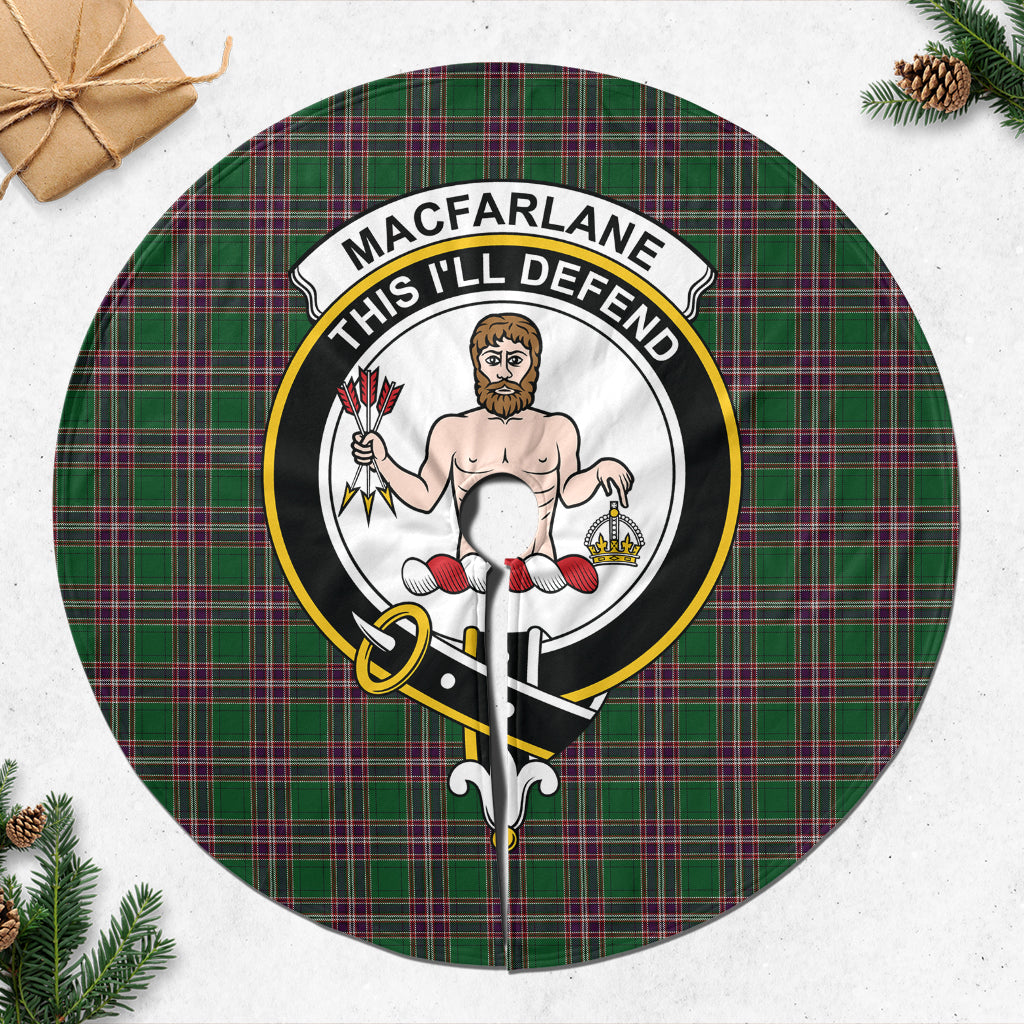 MacFarlane Hunting Tartan Christmas Tree Skirt with Family Crest - Tartanvibesclothing