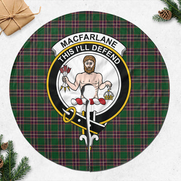 MacFarlane Hunting Tartan Christmas Tree Skirt with Family Crest