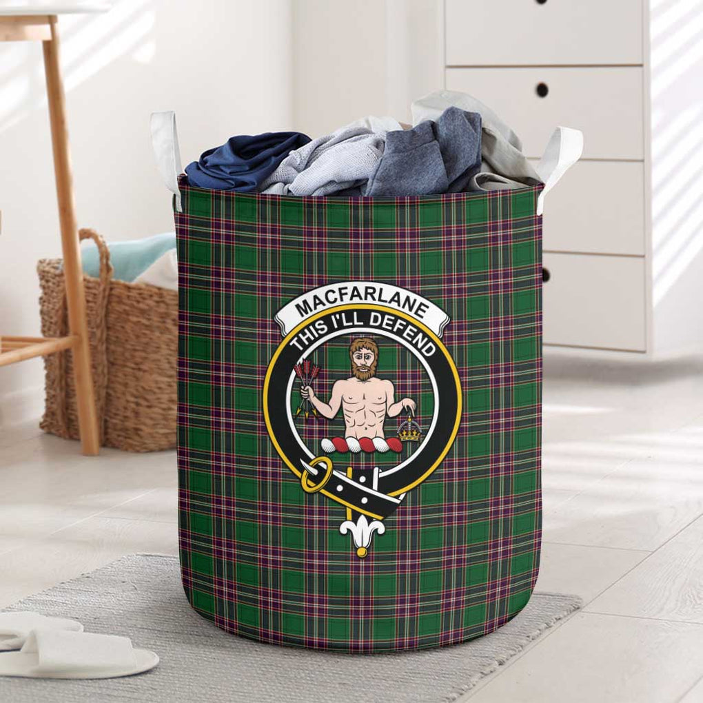 MacFarlane Hunting Tartan Laundry Basket with Family Crest One Size - Tartanvibesclothing Shop