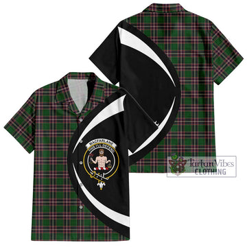 MacFarlane Hunting Tartan Short Sleeve Button Up with Family Crest Circle Style