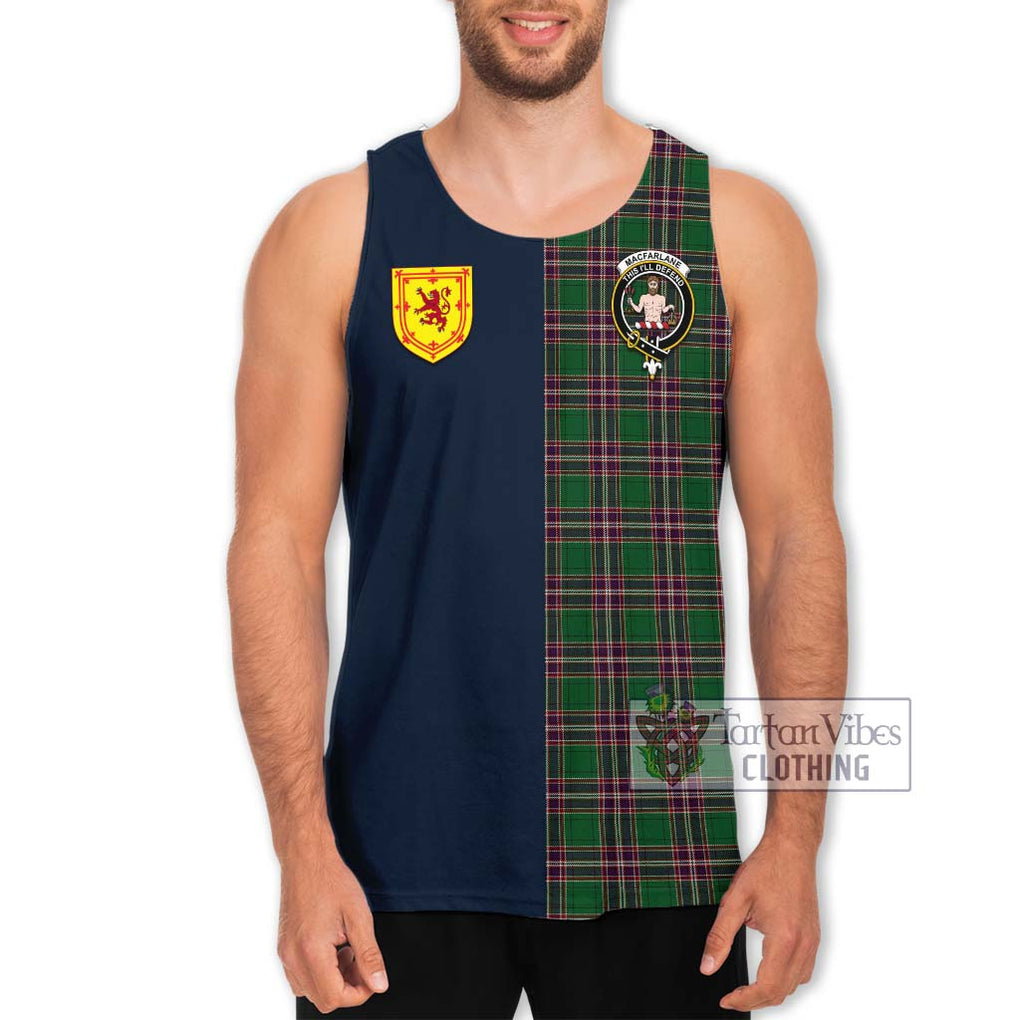 Tartan Vibes Clothing MacFarlane Hunting Tartan Men's Tank Top with Scottish Lion Royal Arm Half Style