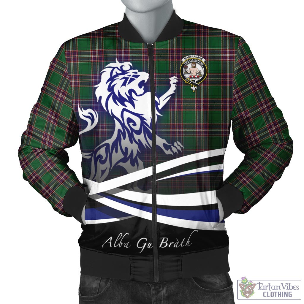 Tartan Vibes Clothing MacFarlane Hunting Tartan Bomber Jacket with Alba Gu Brath Regal Lion Emblem