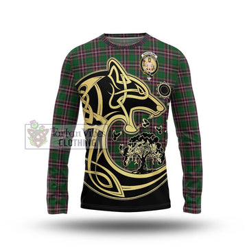 MacFarlane Hunting Tartan Long Sleeve T-Shirt with Family Crest Celtic Wolf Style