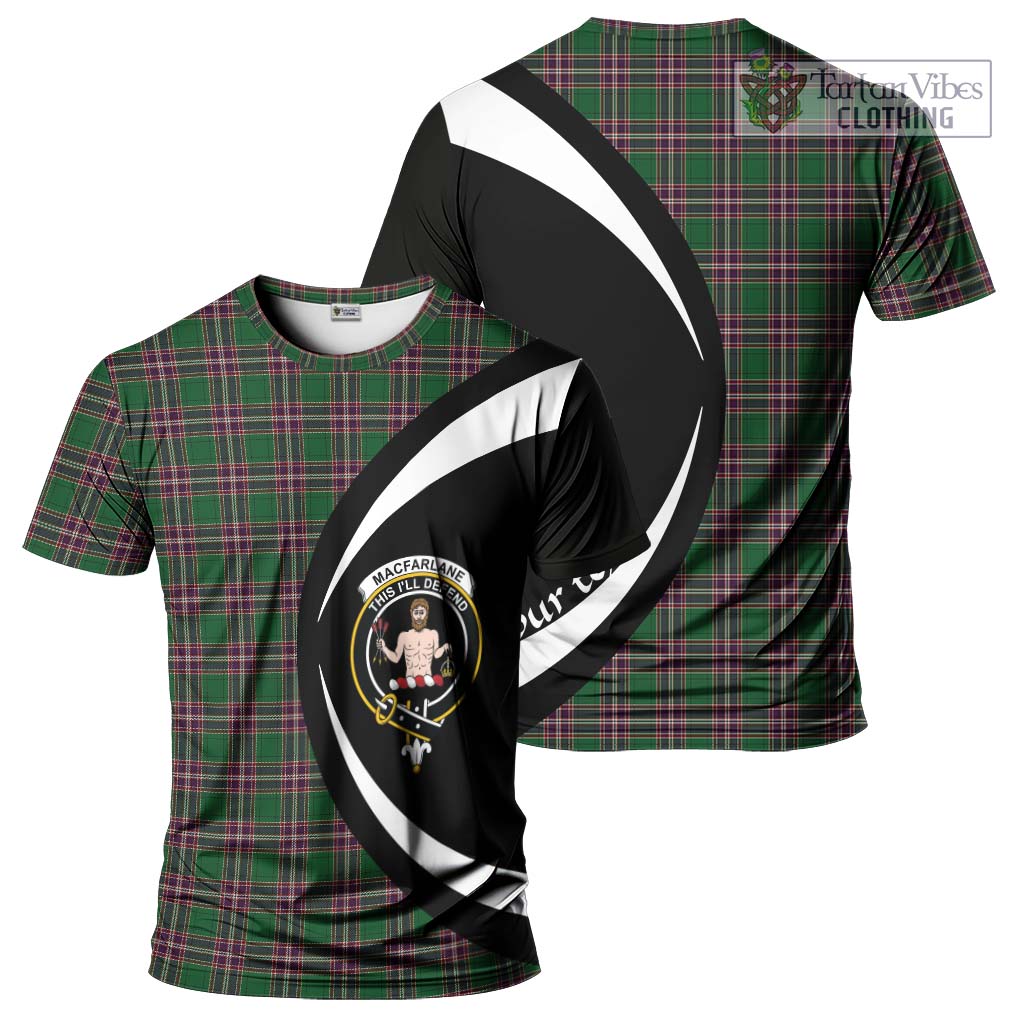 Tartan Vibes Clothing MacFarlane Hunting Tartan T-Shirt with Family Crest Circle Style