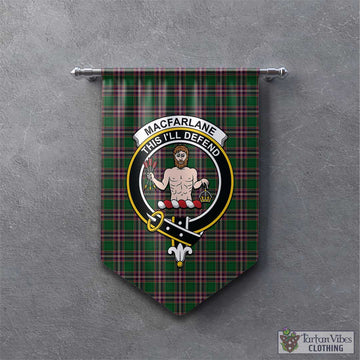 MacFarlane Hunting Tartan Gonfalon, Tartan Banner with Family Crest