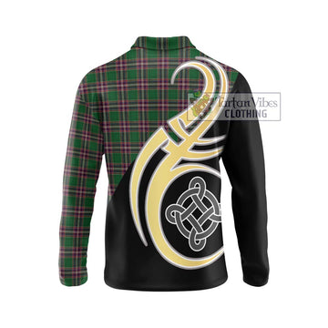 MacFarlane Hunting Tartan Long Sleeve Polo Shirt with Family Crest and Celtic Symbol Style