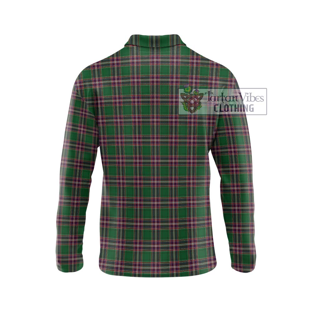 MacFarlane Hunting Tartan Long Sleeve Polo Shirt with Family Crest DNA In Me Style - Tartanvibesclothing Shop