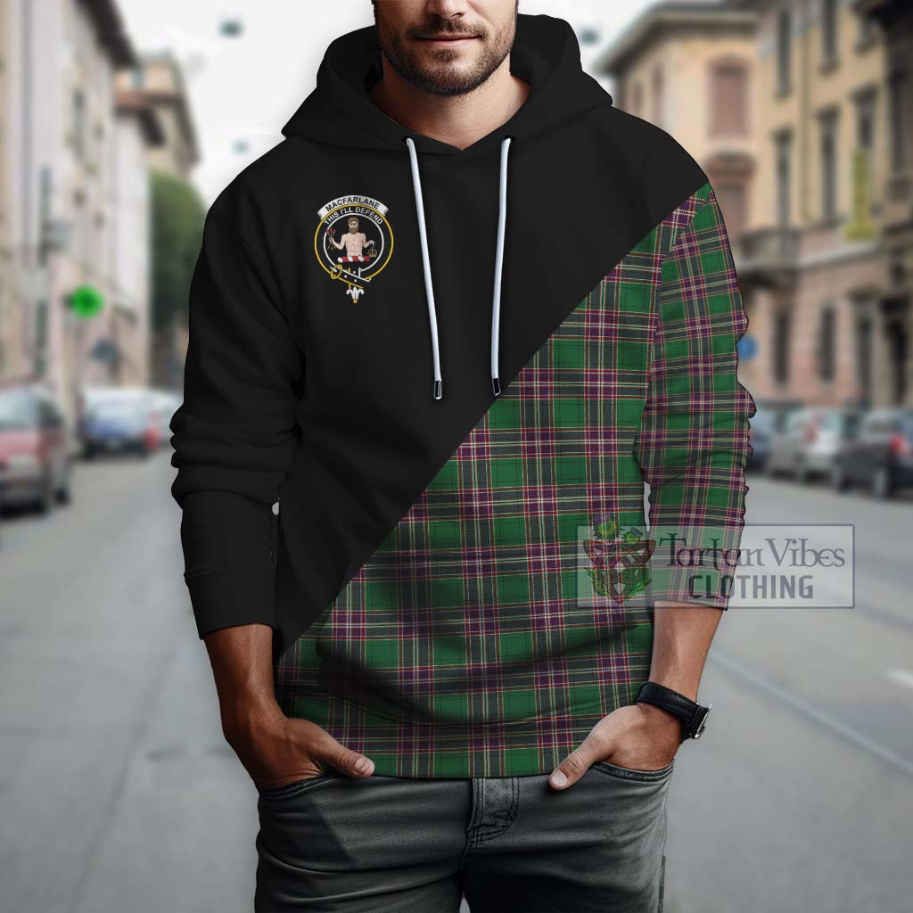 Tartan Vibes Clothing MacFarlane Hunting Tartan Hoodie with Family Crest and Military Logo Style