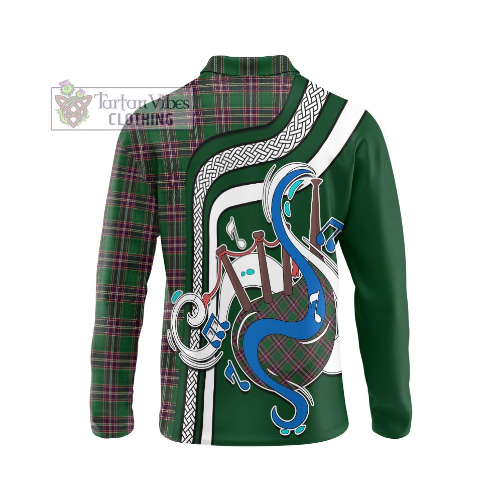 Tartan Vibes Clothing MacFarlane Hunting Tartan Long Sleeve Polo Shirt with Epic Bagpipe Style