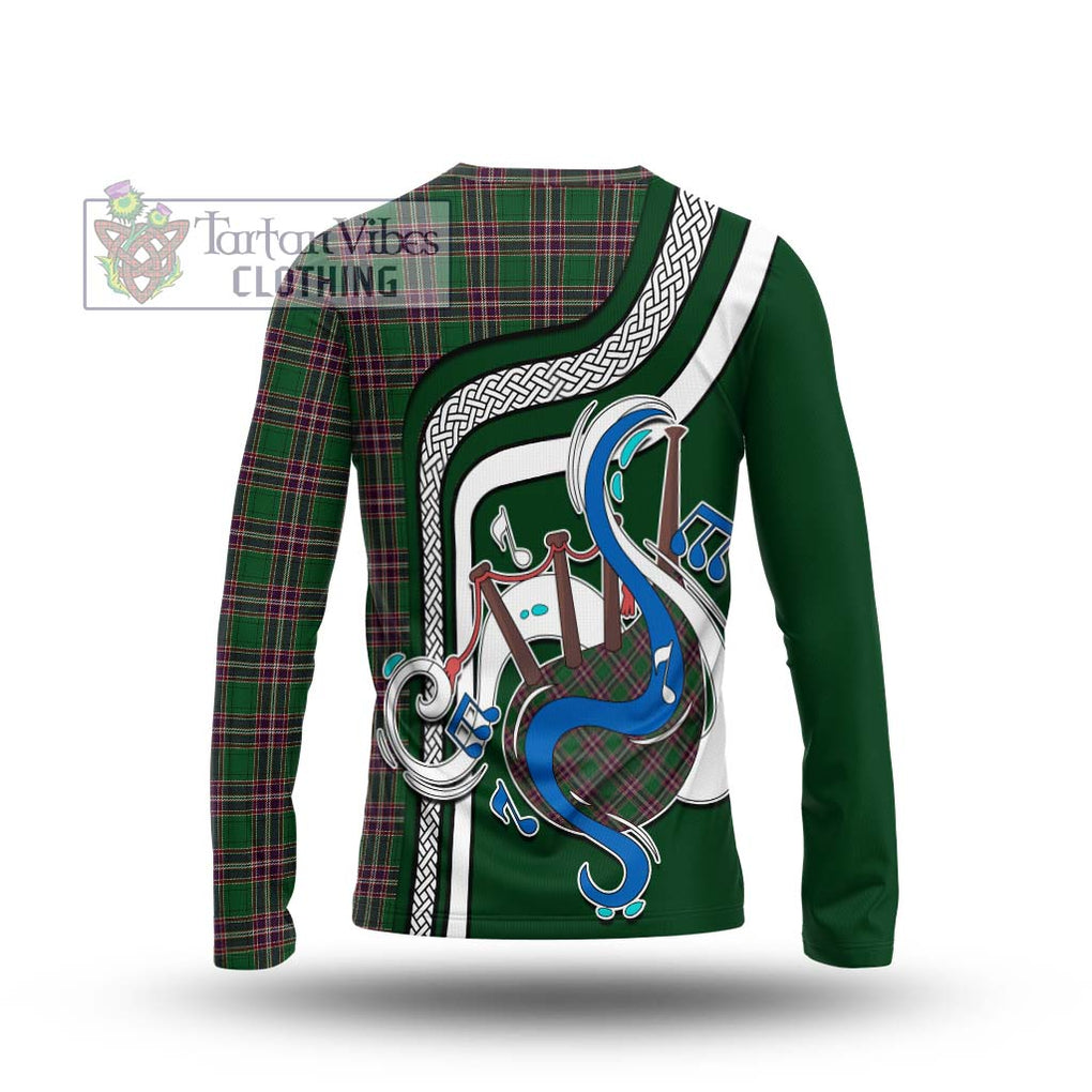 Tartan Vibes Clothing MacFarlane Hunting Tartan Long Sleeve T-Shirt with Epic Bagpipe Style