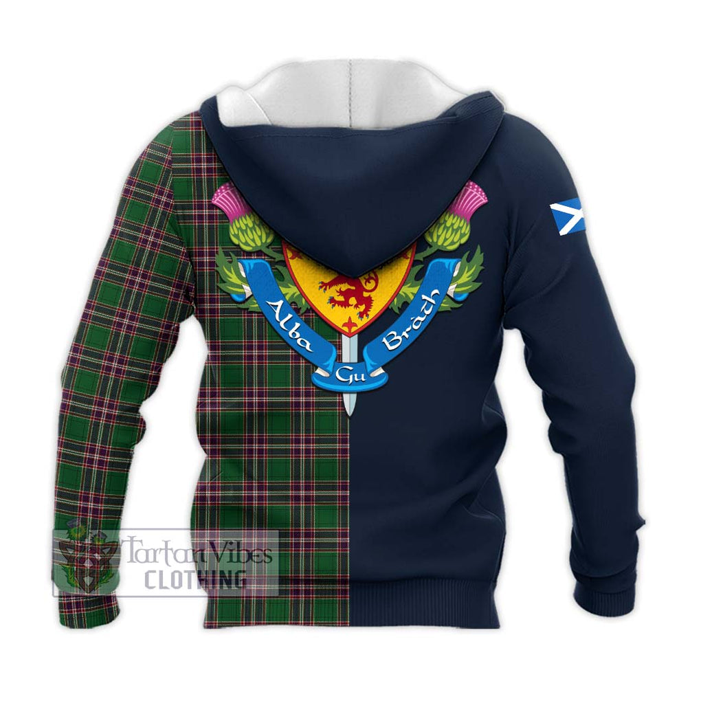 Tartan Vibes Clothing MacFarlane Hunting Tartan Knitted Hoodie with Scottish Lion Royal Arm Half Style