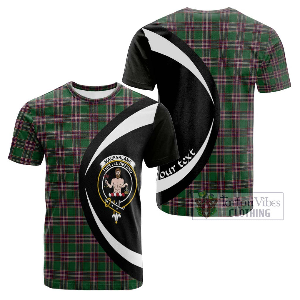 Tartan Vibes Clothing MacFarlane Hunting Tartan Cotton T-shirt with Family Crest Circle Style