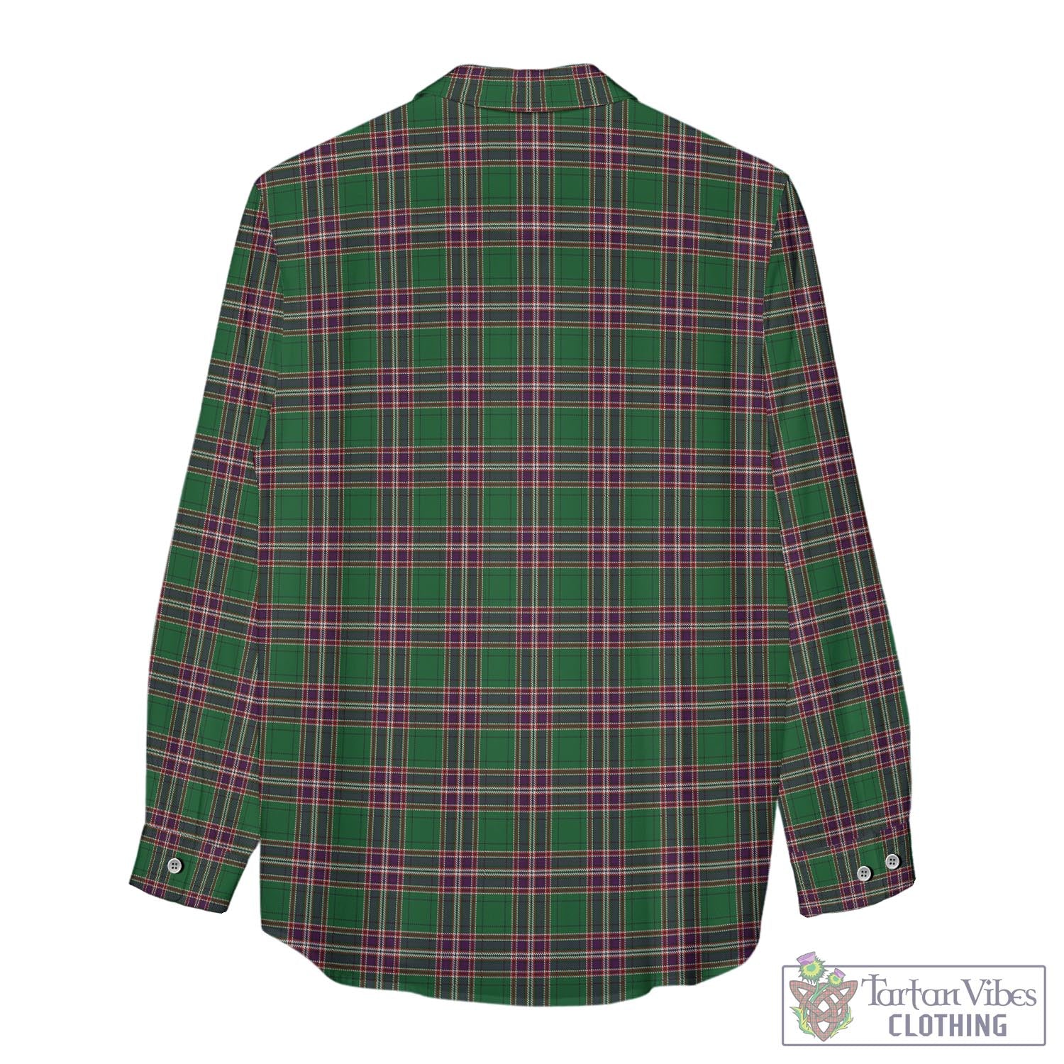 Tartan Vibes Clothing MacFarlane Hunting Tartan Womens Casual Shirt with Family Crest