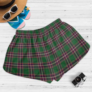 MacFarlane Hunting Tartan Womens Shorts with Family Crest