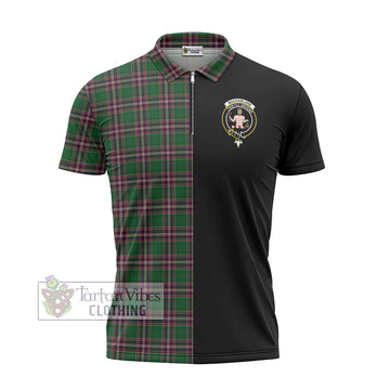 MacFarlane Hunting Tartan Zipper Polo Shirt with Family Crest and Half Of Me Style