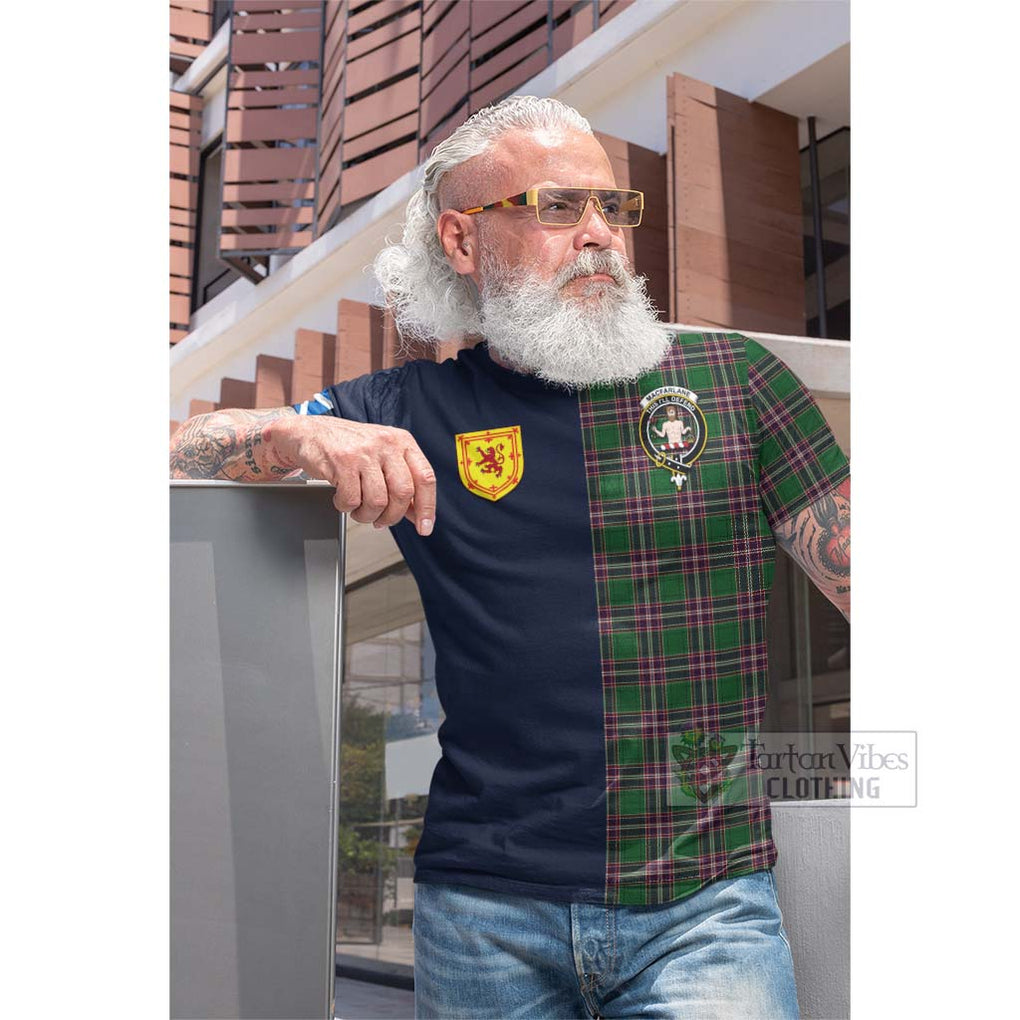 Tartan Vibes Clothing MacFarlane Hunting Tartan Cotton T-shirt with Scottish Lion Royal Arm Half Style