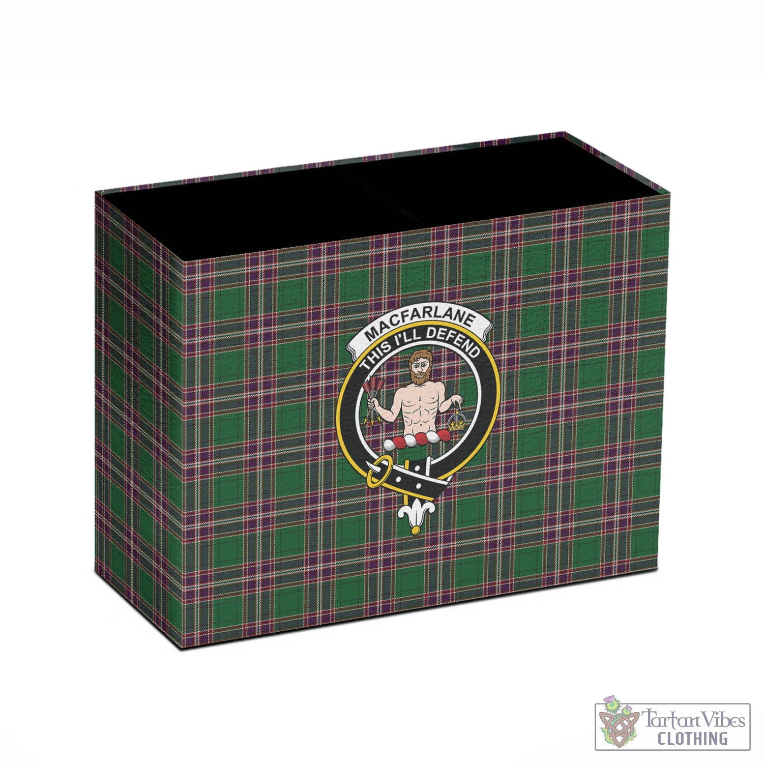 Tartan Vibes Clothing MacFarlane Hunting Tartan Pen Holder with Family Crest