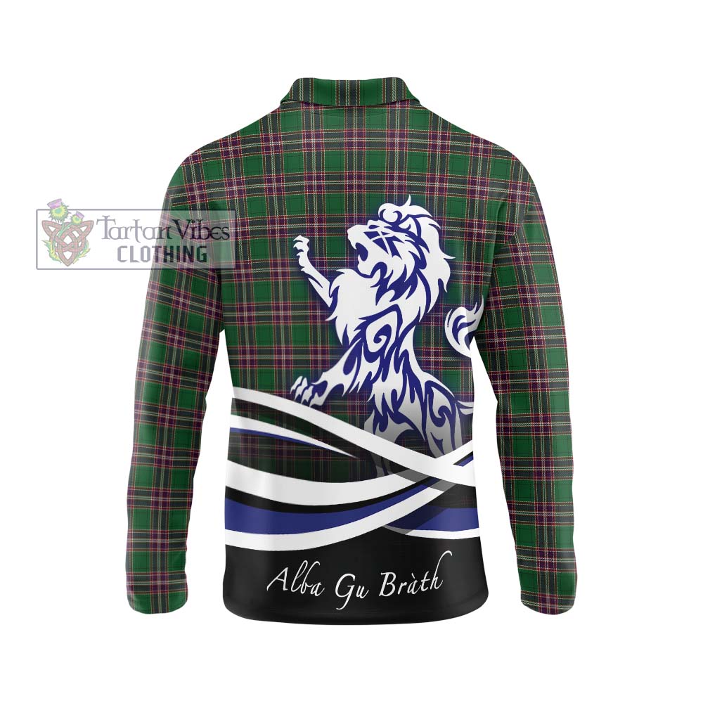 MacFarlane Hunting Tartan Long Sleeve Polo Shirt with Alba Gu Brath Regal Lion Emblem - Tartanvibesclothing Shop