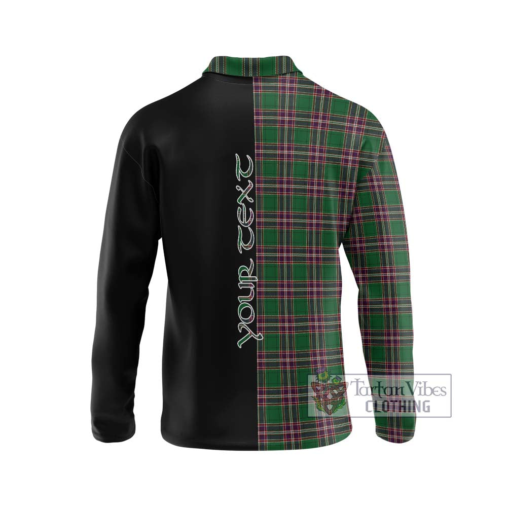 MacFarlane Hunting Tartan Long Sleeve Polo Shirt with Family Crest and Half Of Me Style - Tartanvibesclothing Shop