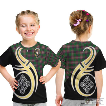 MacFarlane Hunting Tartan Kid T-Shirt with Family Crest and Celtic Symbol Style