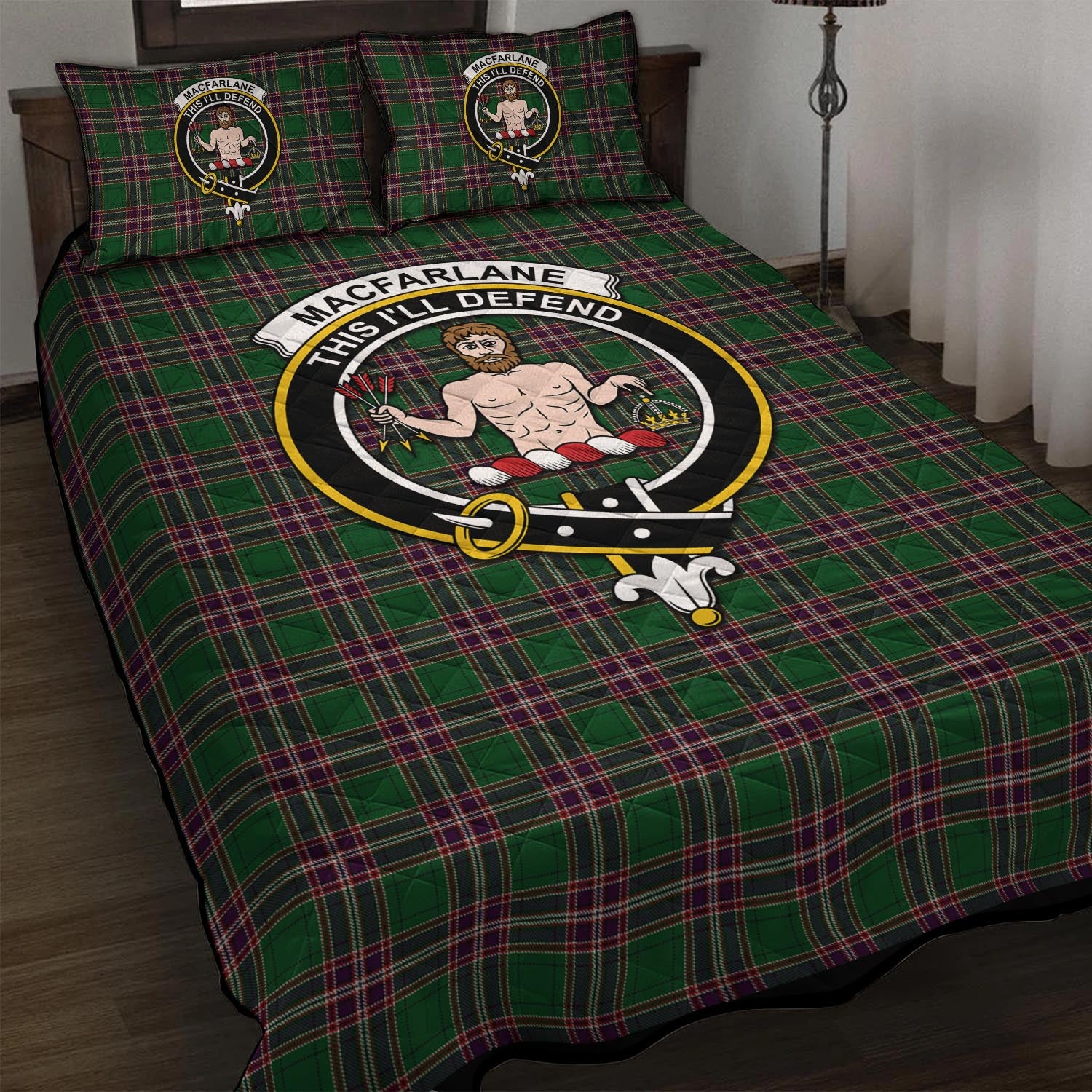 MacFarlane Hunting Tartan Quilt Bed Set with Family Crest - Tartan Vibes Clothing