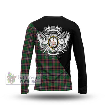 MacFarlane Hunting Tartan Long Sleeve T-Shirt with Family Crest and Military Logo Style