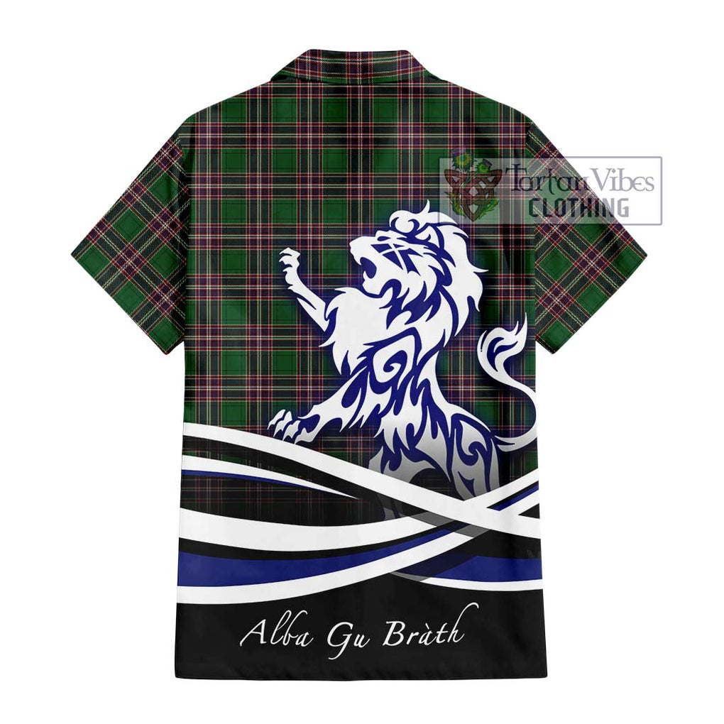 MacFarlane Hunting Tartan Short Sleeve Button Shirt with Alba Gu Brath Regal Lion Emblem - Tartanvibesclothing Shop