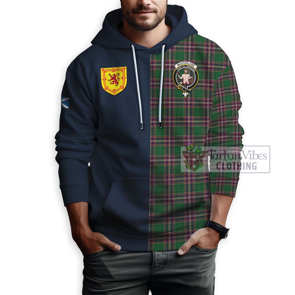 Tartan Vibes Clothing MacFarlane Hunting Tartan Hoodie with Scottish Lion Royal Arm Half Style