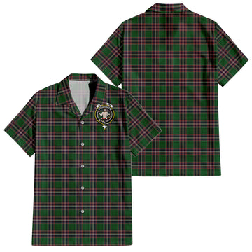 MacFarlane Hunting Tartan Short Sleeve Button Down Shirt with Family Crest